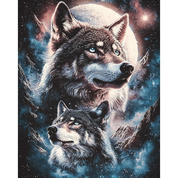 Paint by Numbers for Adults Kids Beginner Moonlit Night Twin Wolves DIY Acrylic Painting by Numbers Kits with Brushes Acrylic Pigment Home Decoration Gifts 16 x 20 inch