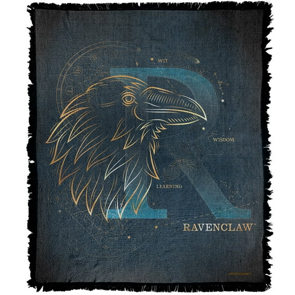 Harry Potter Blanket, 50"x60" Celestial Ravenclaw Woven Tapestry Cotton Blend Fringed Throw Blanket