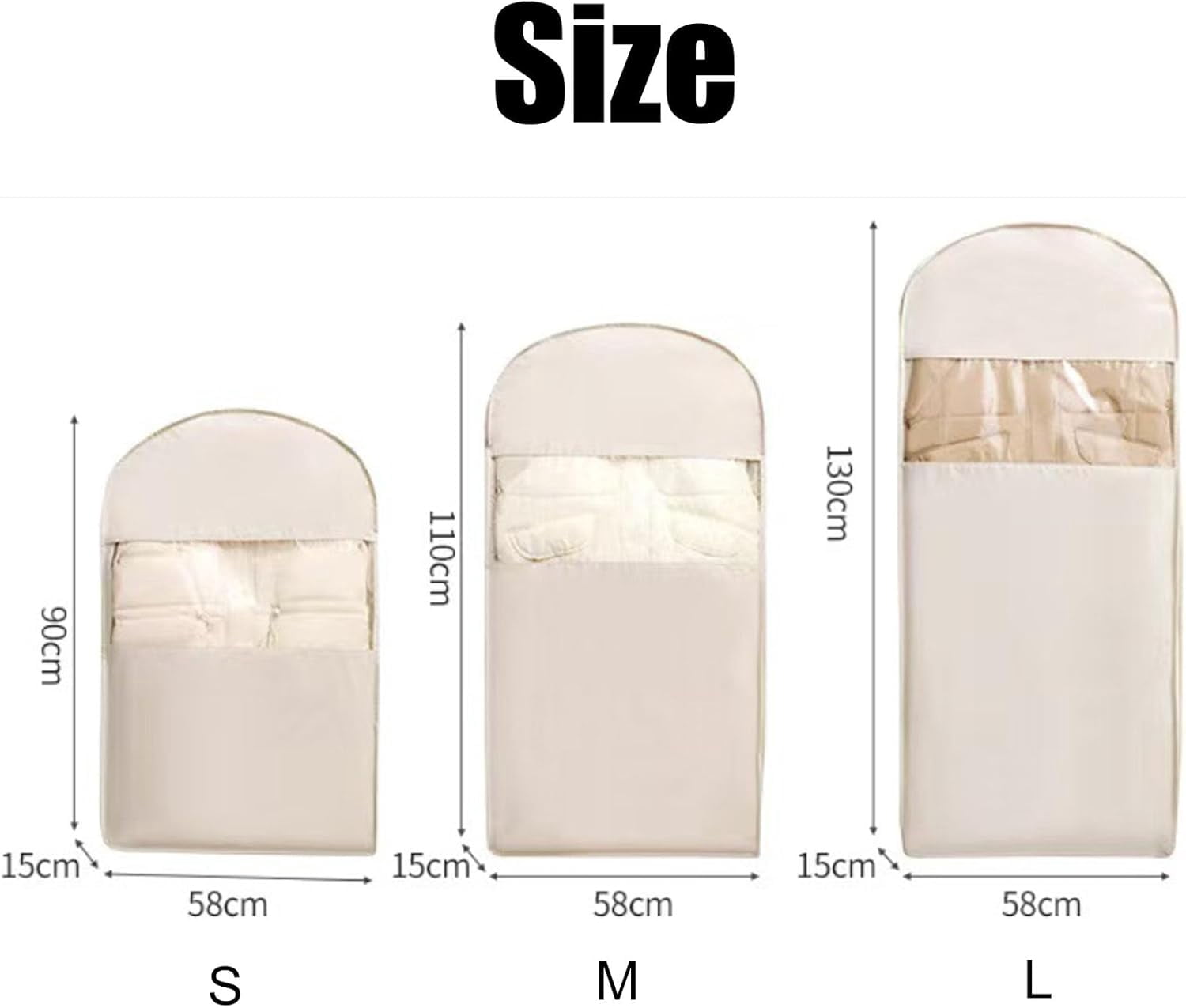 2026 New Space Saving Hanging Garment Bag with Self Compression Zipper, for Down Coats, Suits, Jackets, Closet Organizer (Beige,S)