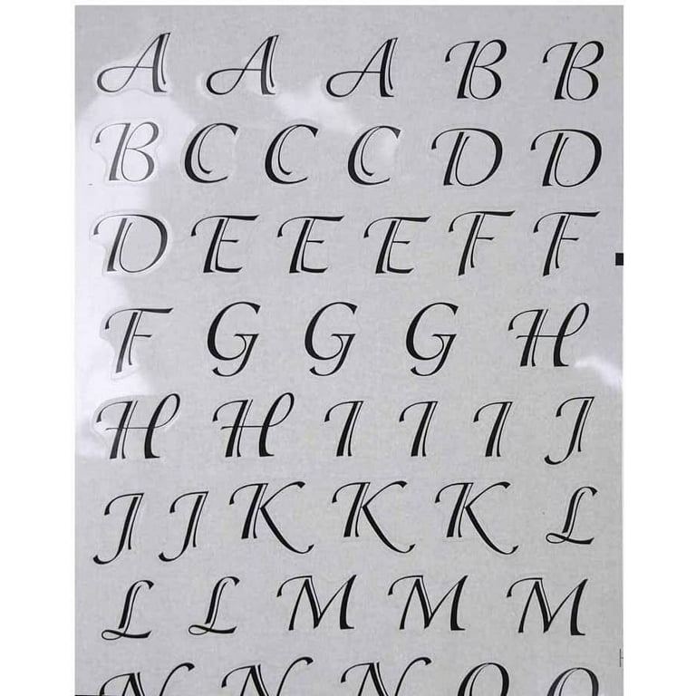 Black Script Alphabet Letter Fancy Foil Stickers, 1/2-Inch, 78-Count 