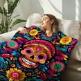 thumbnail image 2 of Sugar Skull Gifts for Women and Men, Day of The Dead Blanket for Home Decor, Halloween Skull Lighweight Fleece for Bed Room and Living Room, 40x50 inches, No Pilling, 2 of 7
