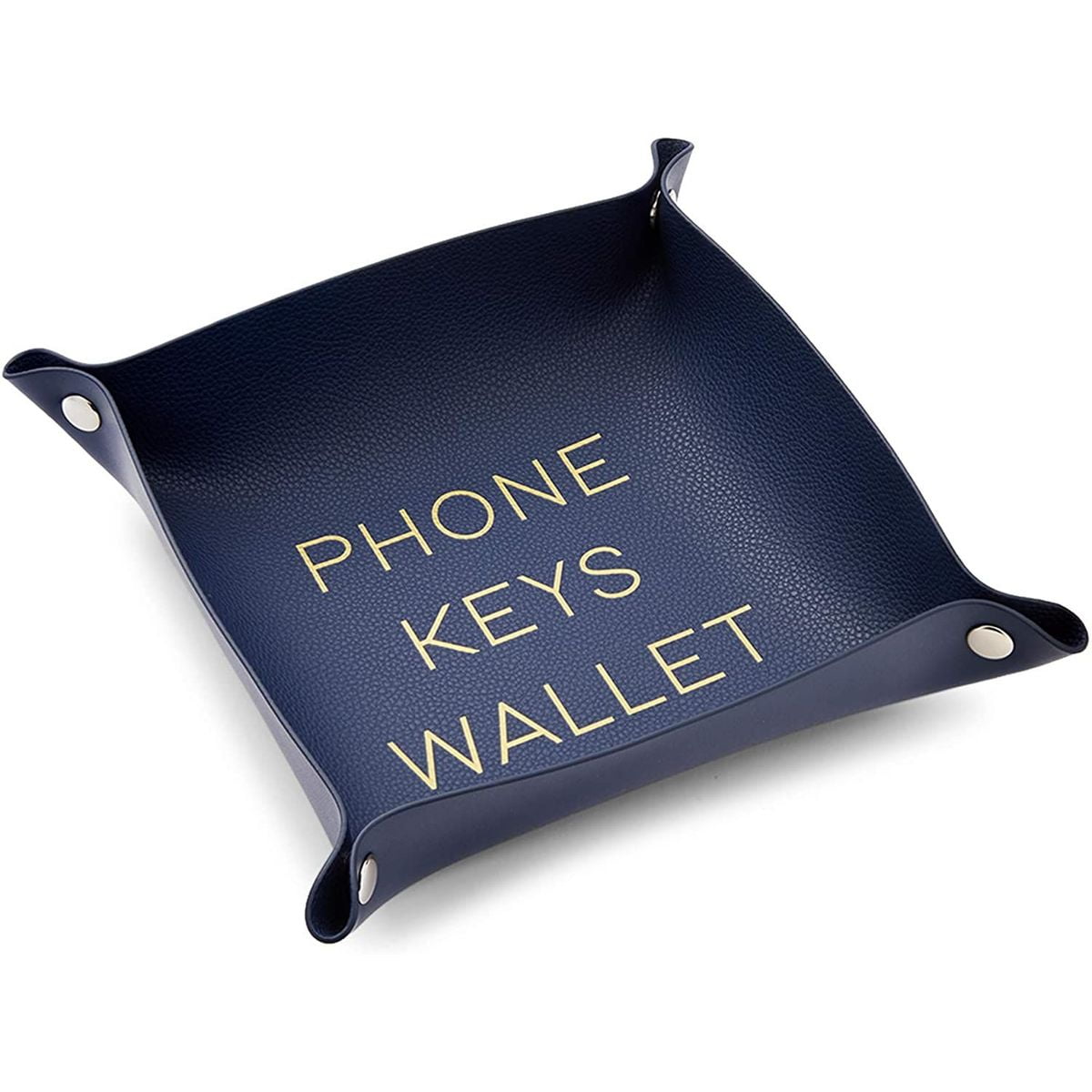 Valet Tray PU Leather Jewelry Tray Bedside Tray Key Phone Coin Change Watches and Candy Holder Sundries Entryway Tray,Blue Birds Flower Branch Red Watercolor 