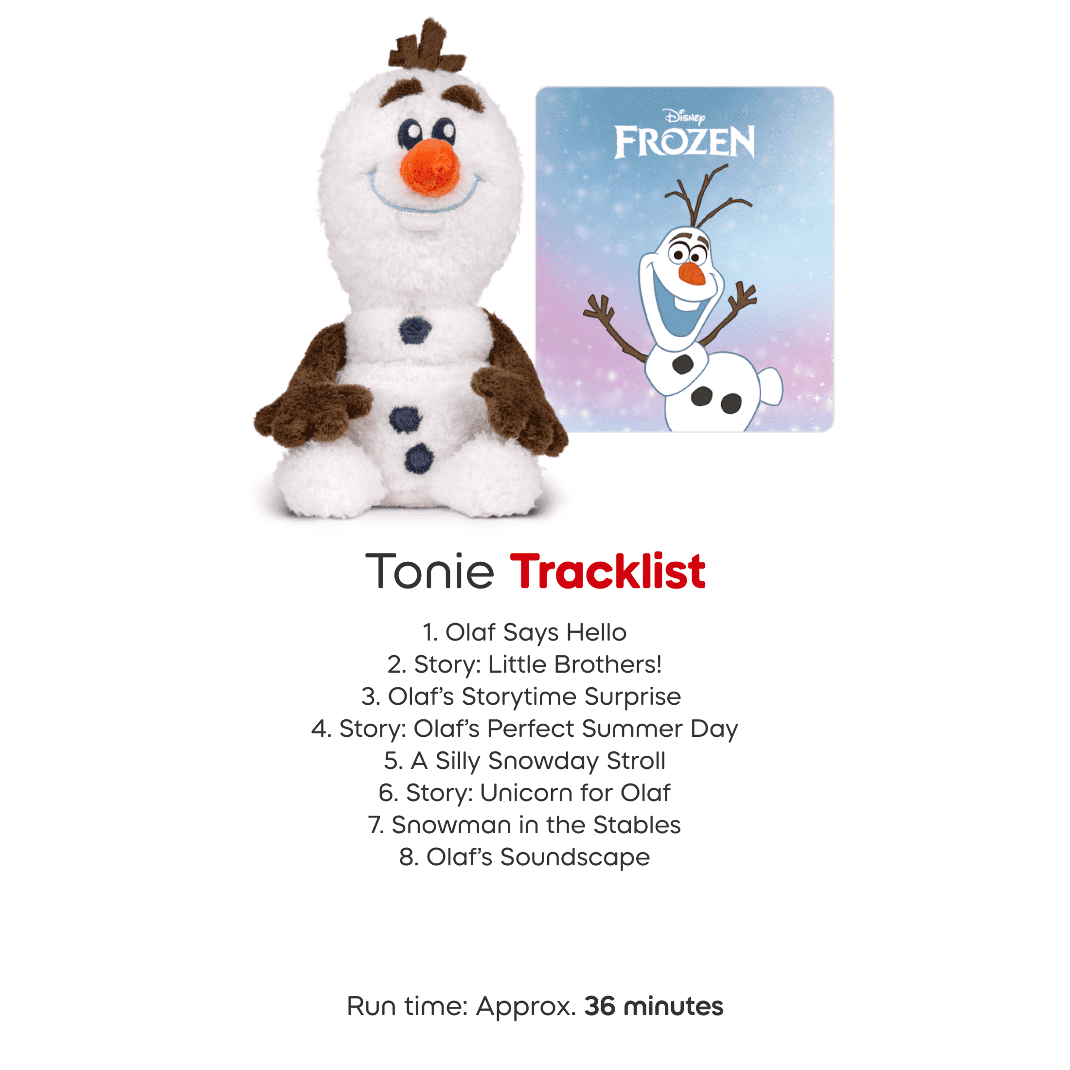 Tonies Cuddle Tonie Olaf Audio Toy Plush from Disney's Frozen, Age Group 3+