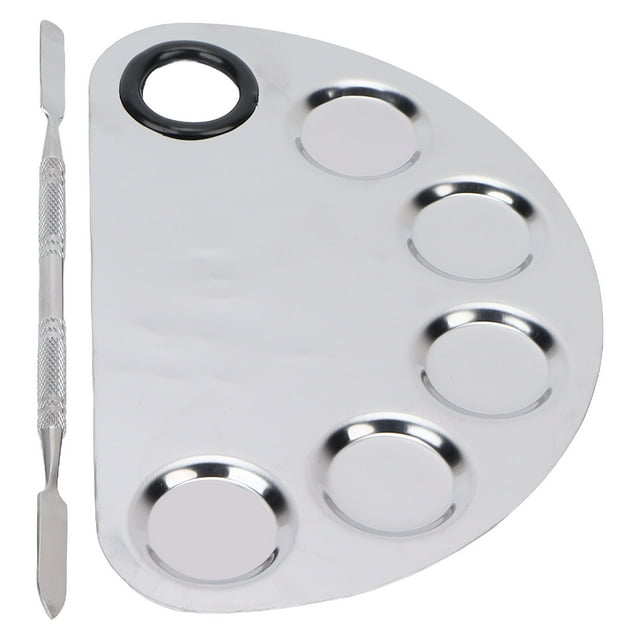 Mezcla de maquillaje paleta de mezcla de acero inoxidable espátula pinintura pigmento lápiz labial placa de mezcla