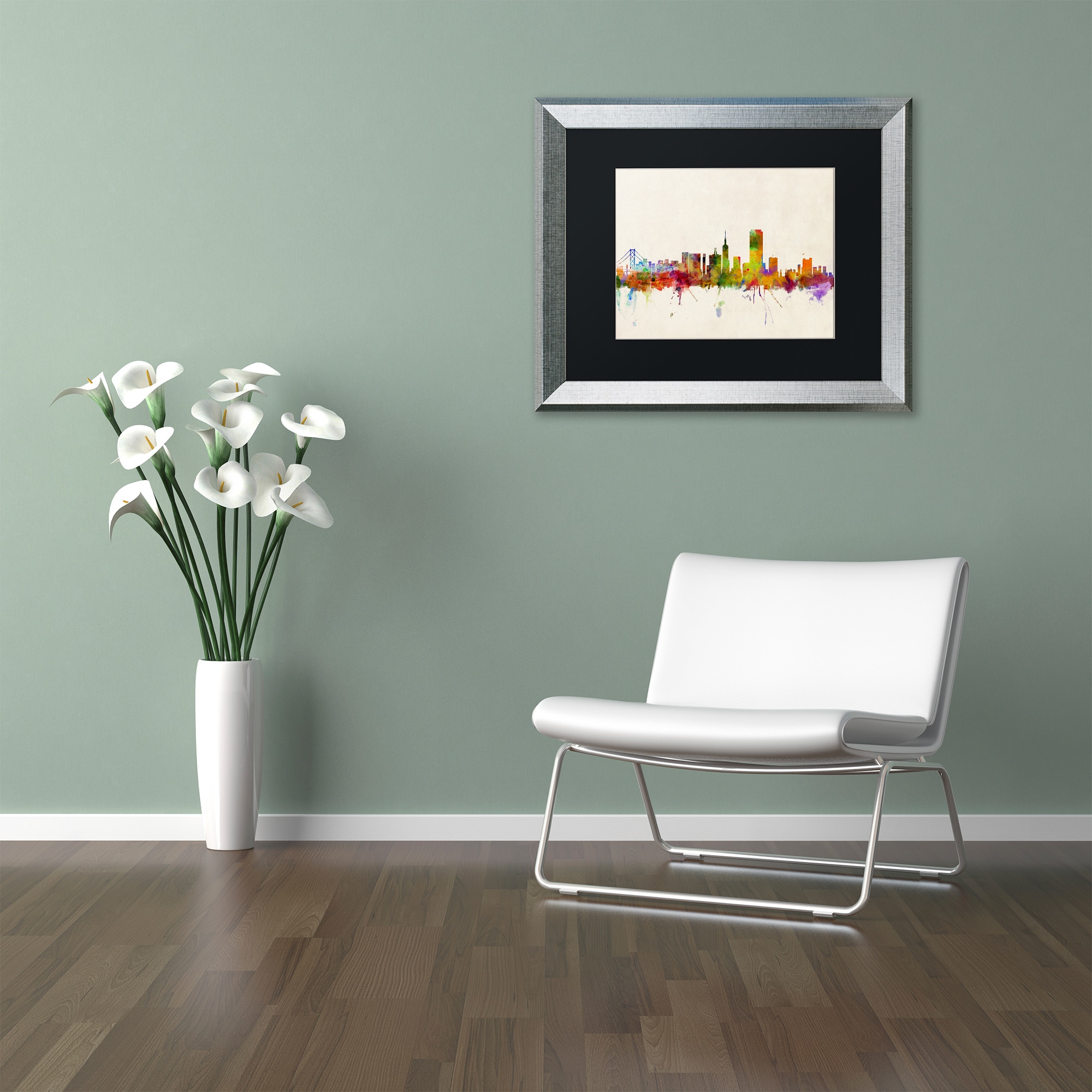 Trademark Fine Art "San Francisco CA" Canvas Art by Michael Tompsett Black Matte, Silver Frame