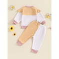thumbnail image 5 of FEORJGP Little Baby Girl 2 Piece Casual Outfits 3M 6M 12M 18M 2T 3T Toddler Long Sleeve Sweatshirts Contrast Color Crew Neck Pullovers Frill Trim TopsCute Comfy Daily Clothes for Spring Fall, 5 of 8