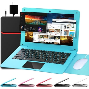 NBD 10.1 inch Laptop Android 12.0 Computer, Quad Core Powered Netbook,2G RAM 64 GB ROM Mini Laptop Computer for Kids with Bag, Mouse, and Mouse Pad(Blue)