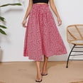 thumbnail image 4 of oqasdz Floral Prints Midi Skirt Boho Flowy Elastic High Waist A Line Skirt Bow Linen Flared Summer Beach Long Skirts for Women with Pockets, 4 of 6