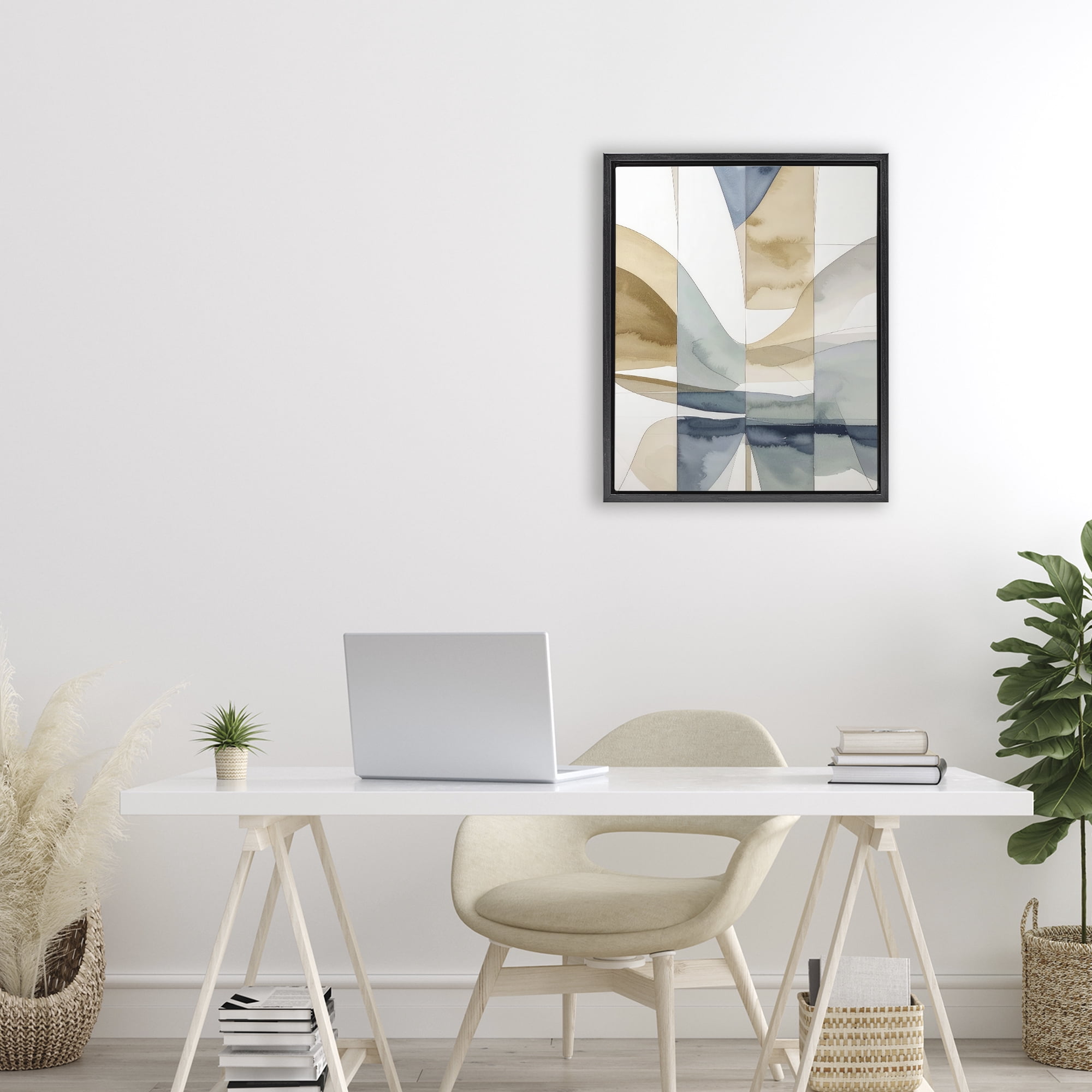 Stupell Industries Geographic Fluid Abstraction Black Framed Floater Canvas Wall Art, design by Alonza Saunders
