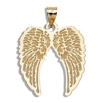 Guardian Angel Double Wing Medal - 1/2 Inch X 3/4 Inch --Solid 14K Yellow Gold