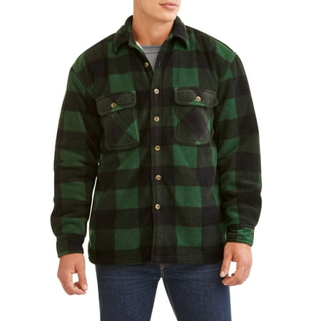 - Marino Bay Men's Plaid Print polar fleece Shirt Jacket with Butter fleece sherpa lined, up to size 2XL