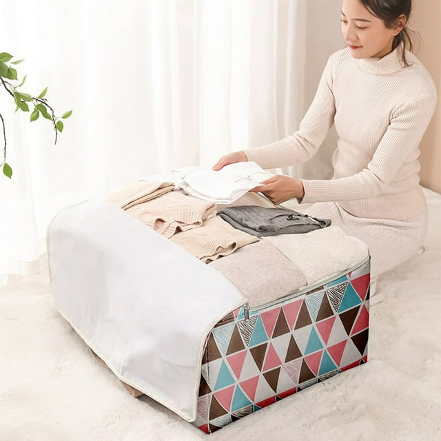 Save Big! Extra Large Thickened Moving Storage Bag with Strong Handles & Zippers for Bedding, Comforters, Blankets, Clothes, Foldable Organizer for Home & Dormitory Use