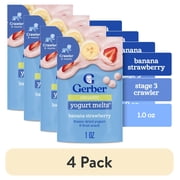 (4 pack) Gerber Stage 3 Organic Yogurt Melts, Banana Strawberry, Baby Snacks, 1 oz Bag