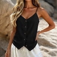 thumbnail image 5 of Hvogkswy Womens Button Down Linen Camisole Tops Solid V Neck Sleeveless Tops Loose Breathable Beach Vacation Summer Casual Tank Tops, 5 of 6