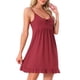 thumbnail image 4 of Noche de inspiración para mujeres, vestido de dormir con tirantes finos, escote redondo, pijama con volantes, ropa de descanso, color rojo, 4 of 6