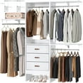 thumbnail image 5 of Homieasy 19'' - 59'' W Small Closet System with 3 Fabric Drawers, Walk In Closet Organizer System With 3 Adjustable Shelves, Heavy Duty Clothes Rack Built-In Garment Rack, White, 5 of 7