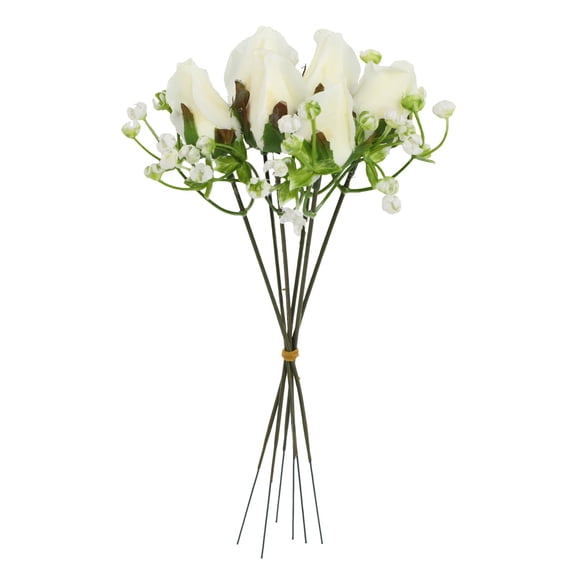6 Pcs Artificial Rose Flowers With Baby’S Breath,Silk Faux Rose Flowers With Stems,10.6 Inch Artificial Rose Flower,For Wedding, Cemetery,Valentine’S Day Home Table Centerpieces Decor,(White,10.6 in)