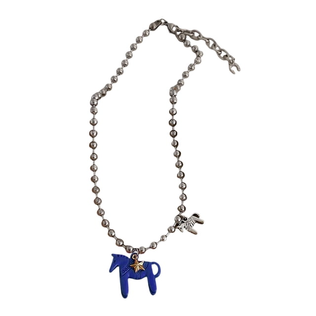 Collar con colgante de caballo recubierto, collar con dije de caballo de colores brillantes, collar de cadena de cuentas para mujeres y hombres, regalo de cumpleaños para San Valentín
