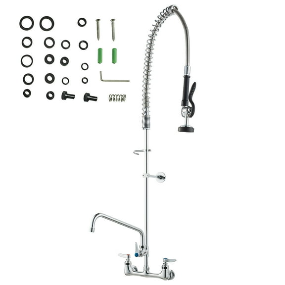 KFFKFF 47" Length Commercial Wall Mount Kitchen Faucet Sink Pre-Rinse Sprayer