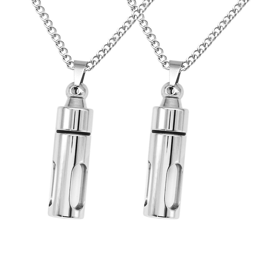 2x Clear Tube Cremation Ash Urn Cylinder Bottle Pendant Necklace for Unisex 
