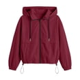 thumbnail image 5 of Ihhxva Jacket for Women Hooded Windbreaker with Drawstring Zip-Up Outerwear, Lightweight Rain Coat Pockets Outdoor Activities S-2XL, 5 of 9
