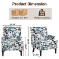 thumbnail image 5 of Paproos Upholstered Accent Chair Set of 2, Vintage Arm Chair with butterfly Linen Fabric and Nailhead Trim, Comfort Reading Chair Lounge Chair, Armchair for Living Room, Bedroom, White, 5 of 11