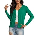 thumbnail image 5 of Gmluru Cardigan Sweaters For Women Plus Size Long Sleeve V-Neck Short Solid Color Knitted Button Hoodless Casual Outwear Green Oversized Open Front Knitted Sweater M, 5 of 9