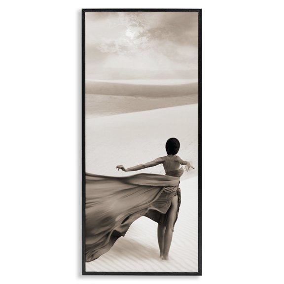 Stupell Industries Billowing Dress in Desert People Painting Black Framed Art Print Wall Art, 10 x 24
