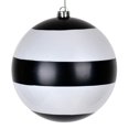 thumbnail image 1 of Vickerman 8" Black-White Striped Shiny Ball Christmas Ornament, Pack of 2, 1 of 2