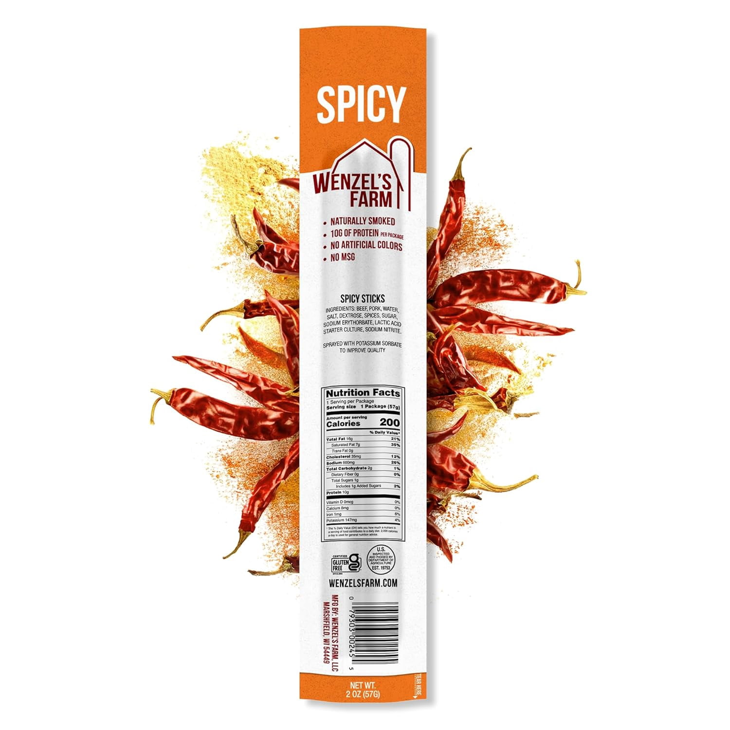 Wenzels Farm Spicy  Sticks, 32 sticks (16 packs of 2)