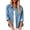 Blue, variant on Women's Denim Button Down Shirt Long Sleeve Collared Jean Shirt with Chest Pockets, Loose Fit Washed Chambray Top for Fall Spring Casual Work Western Daily Wear