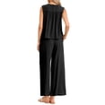 thumbnail image 3 of INSPIRE CHIC Women's 2 Piece Linen Outfit Sleeveless Crop Top and Wide Leg Pants Casual Summer Set Black XL, 3 of 6