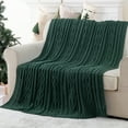 thumbnail image 3 of Battilo Dark Green Throw Blanket for Couch,Woven Chenille Knit Throw Blanket,Christmas Decor,51"x67", 3 of 8