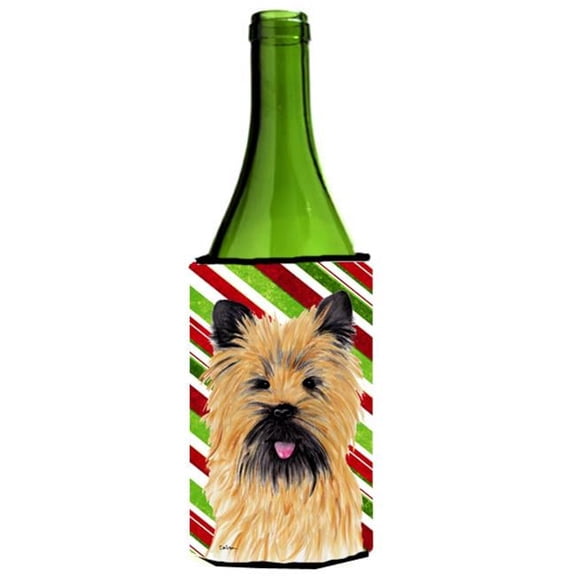 Cairn Terrier Candy Cane Holiday Christmas Wine bottle sleeve Hugger - 24 oz.