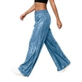thumbnail image 4 of GEWSEY Women Sparkle Outfits Sequin Pants Elastic Waist Wide Leg Trousers Glitter Shiny Pants Bling Party Clubwear (Sky Blue, XL), 4 of 8