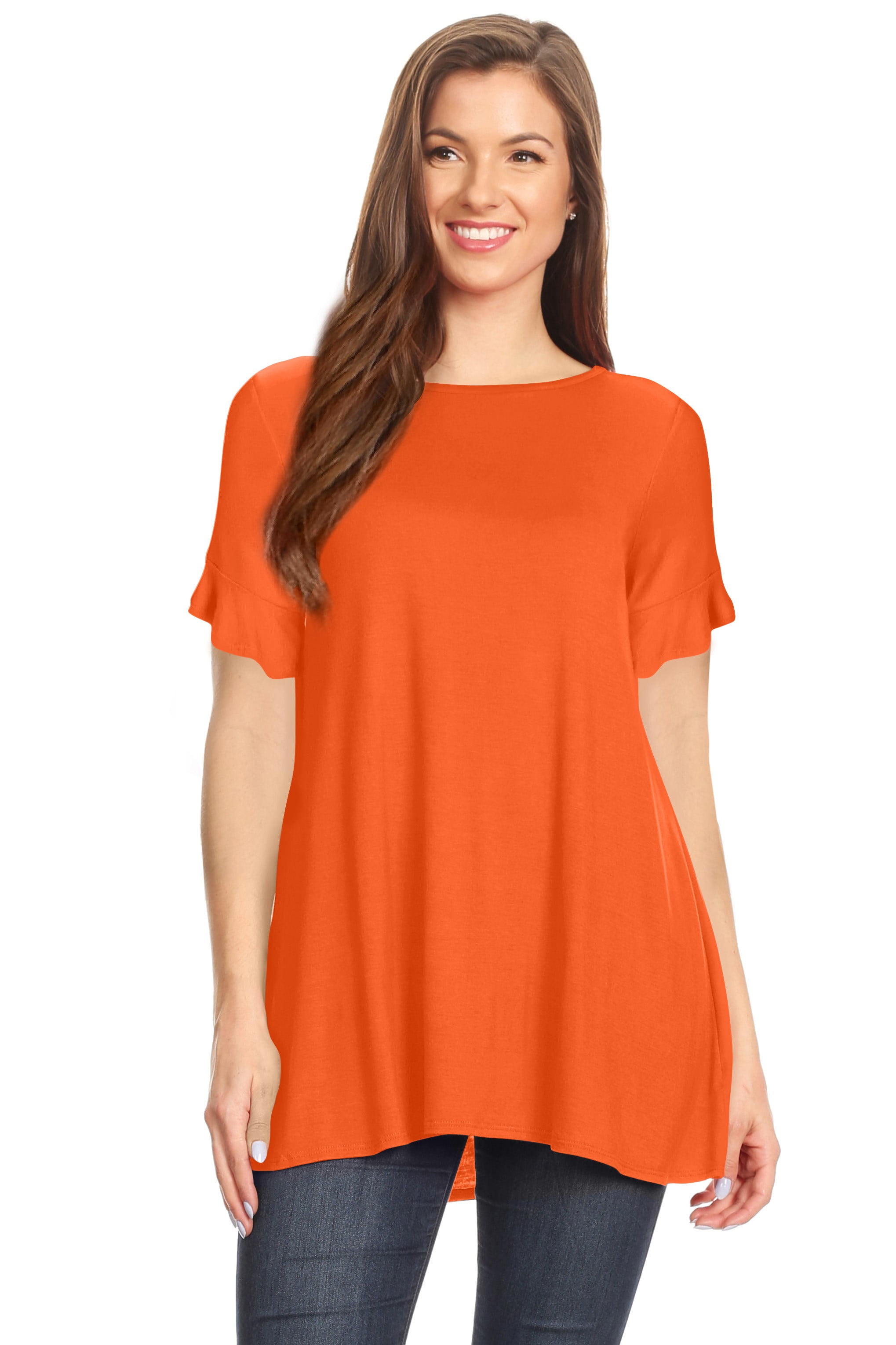 Simlu Womens Tunic Tops To Wear With Leggings Ruffle Sleeve Reg And