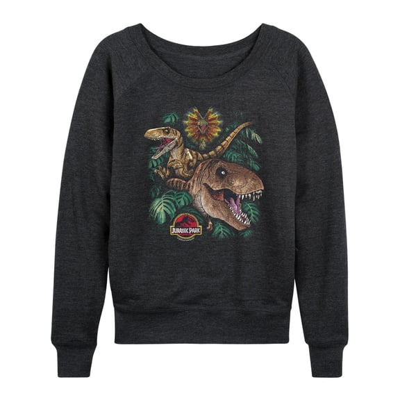 Jurassic Park - Dinosaur Collage - Women's French Terry Long Sleeve Pullover