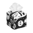 thumbnail image 1 of Balery Black White Spooky Ghosts Porta Pañuelos de Cuero con Estampado – Funda Moderna Cuadrada para Caja de Pañuelos, Dispensador 5x5x5'', 1 of 7