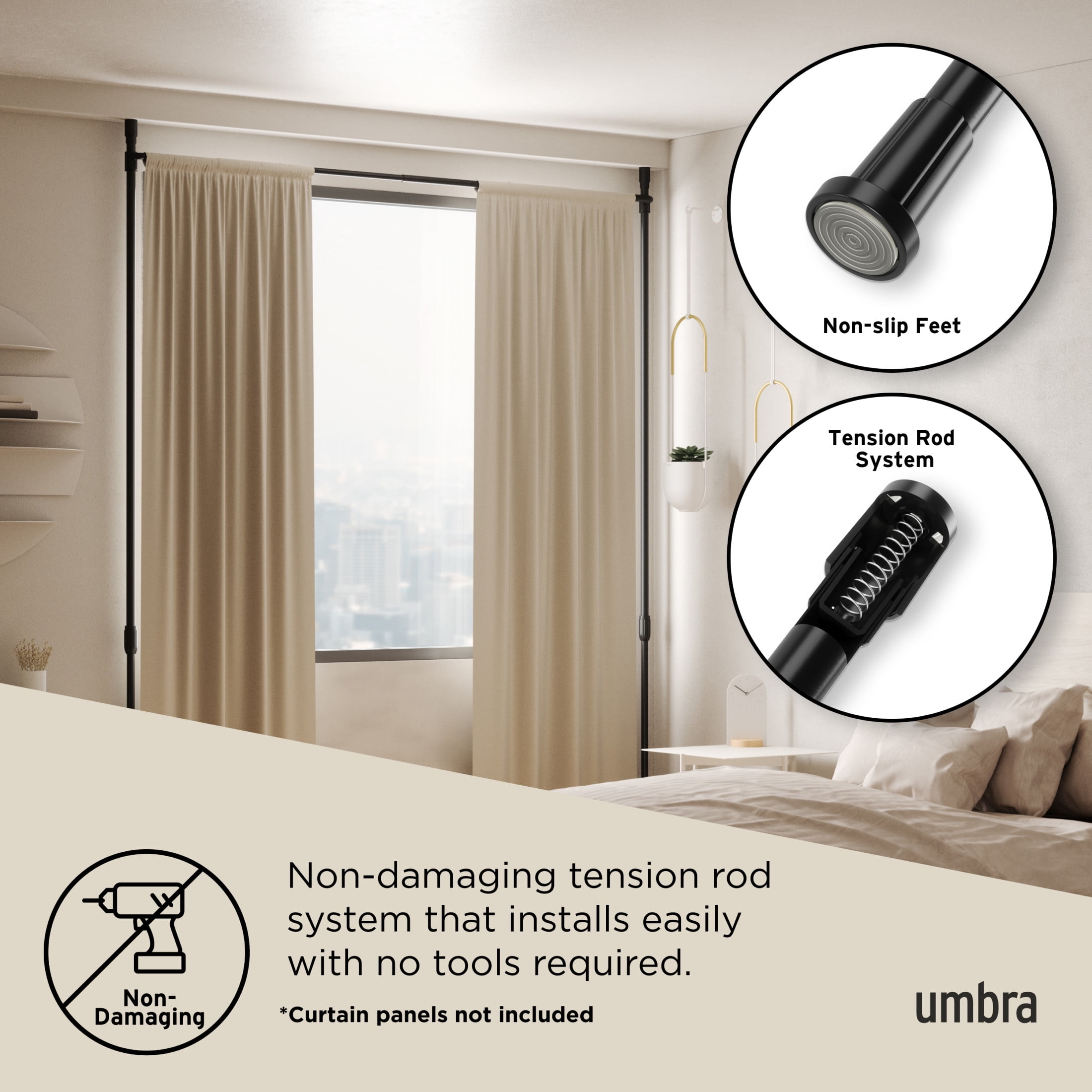 Umbra Anywhere Expandable Rod Curtain Rod & Room Divider 36-66"