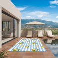 thumbnail image 3 of Cute Lemon Summer Outdoor Rug for Patio/Deck/Porch, Non-Slip Large Area Rug 5 x 8 Ft, Farmhouse Floral Blue Striped Indoor Outdoor Rugs Washable Area Rugs, Reversible Camping Rug Carpet Runner, 3 of 8
