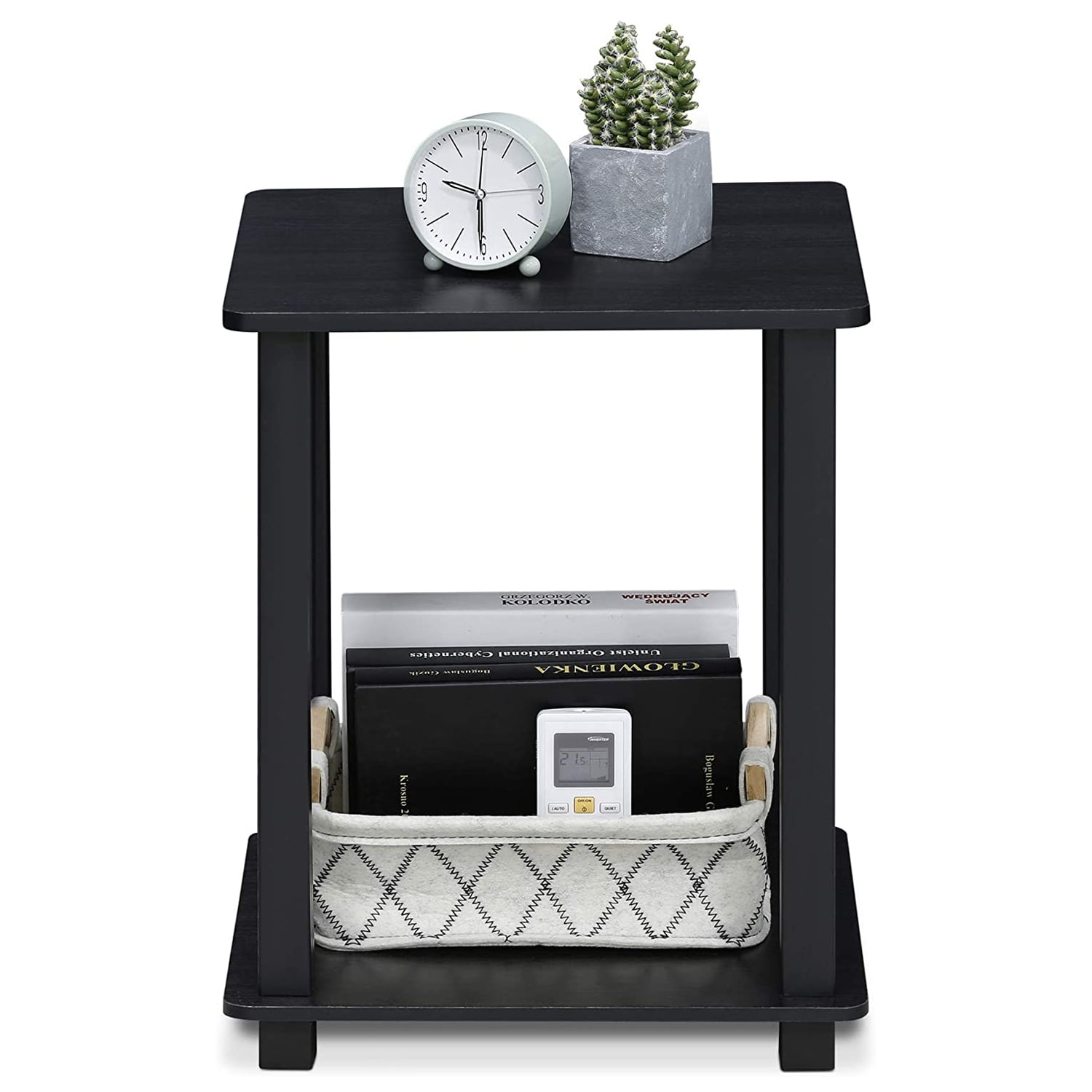 Furinno Simplistic End Table, Set of Two, Americano/Black
