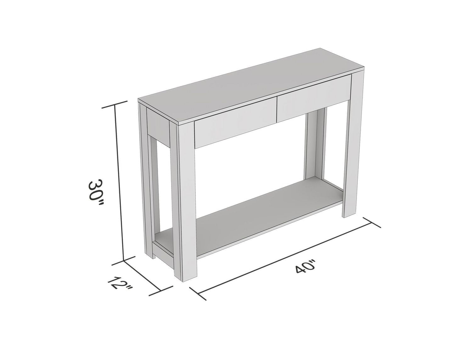 Safdie & Co. Console Table 40" Grey With 2 Drawers
