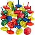thumbnail image 1 of 18 pieces wooden spinning tops, colorful wooden spinning tops, party favors toy, 1 of 5