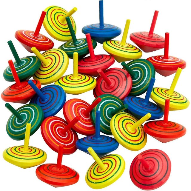 18 pieces wooden spinning tops, colorful wooden spinning tops, party favors toy