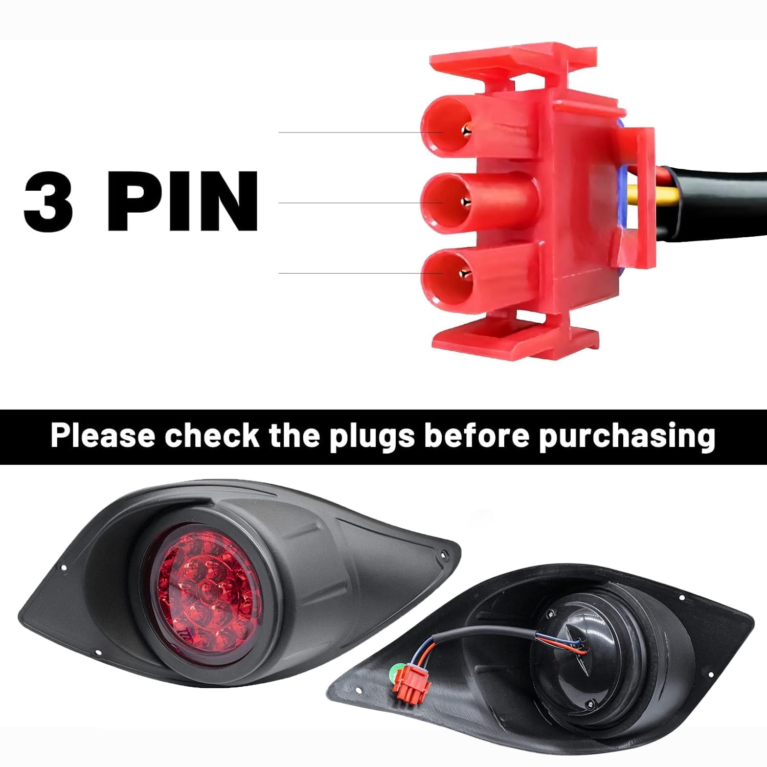 LED Golf Cart Tail Light Kit for Drive G29 2007-2016, 12V Rear Light Replacement Assembly Fit Gas & Electric Carts Easy Plug-and-Play Upgrade