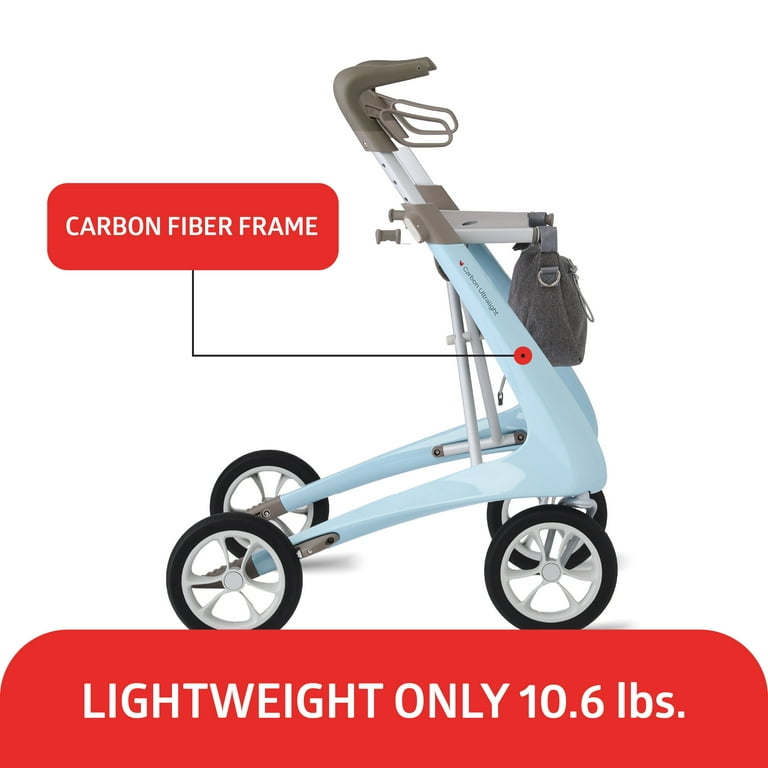 byACRE Carbon Ultralight Rollator Walker, Regular Track, 16.5 x