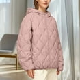 thumbnail image 2 of jtjvou Quilted Jackets for Women Zip Up Hooded Winter Coats Lightweight Loose Puffer Padded Outerwear with Pockets Pink XS, 2 of 7
