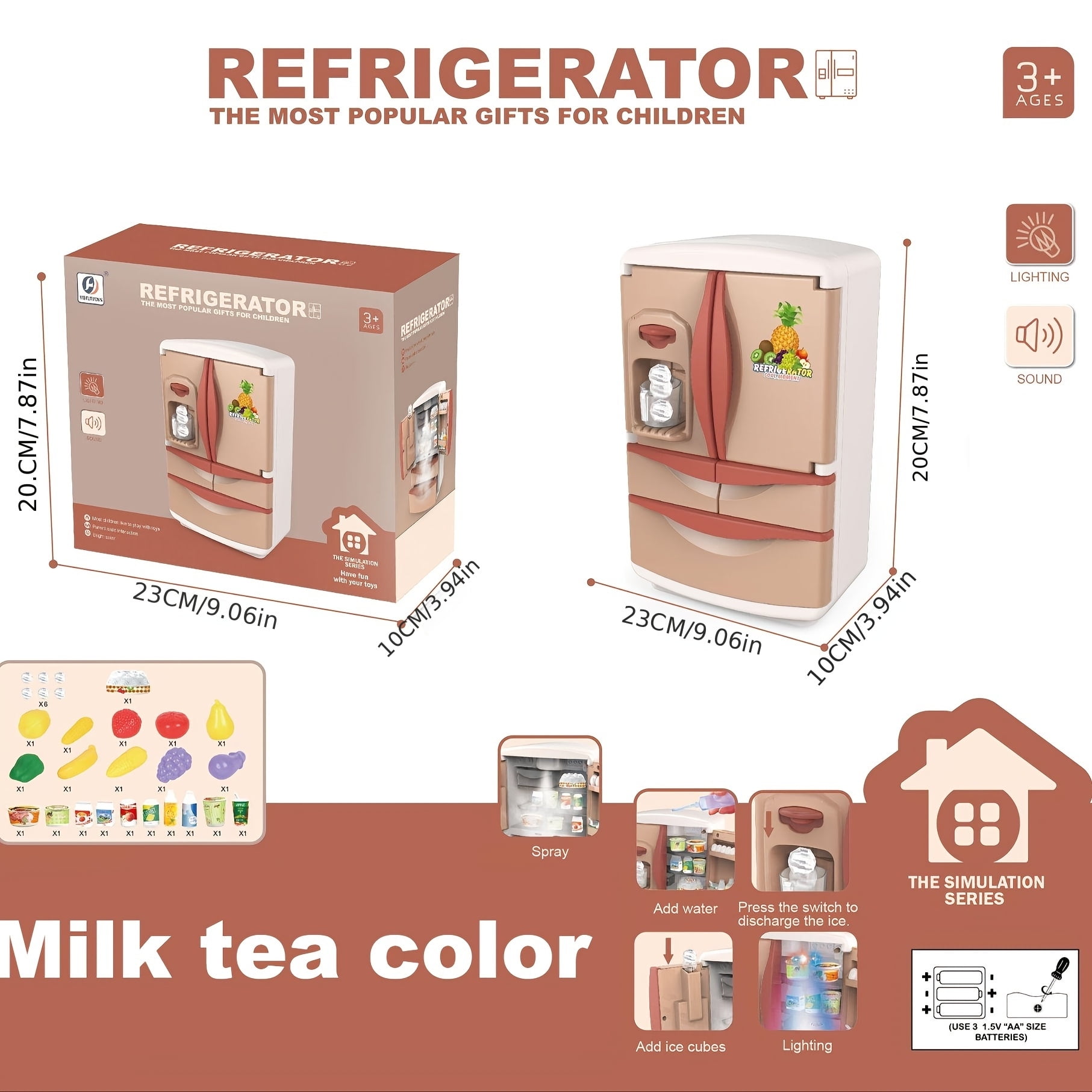 Mini Fridge Toy, Dollhouse Furniture, Minibrands Fill The Fridge Mini Brands, Interactive Blue Pretend Play, Educational Role-Play, Christmas Birthday Gift for Boys and Girls