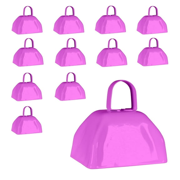 Windy City Novelties Metal Cowbell Noise Makers - 3 Inch - 12 - Pack - Pink