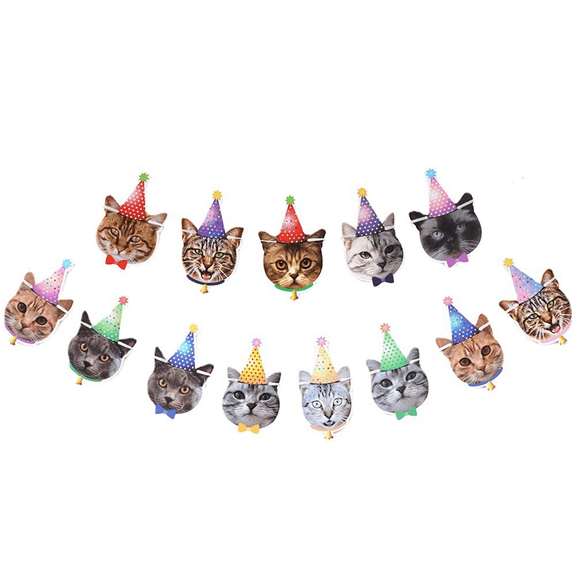 New Arrivals Pet Birthday Banner Cartoon Cute Cat Dog Paper Bunting Garland